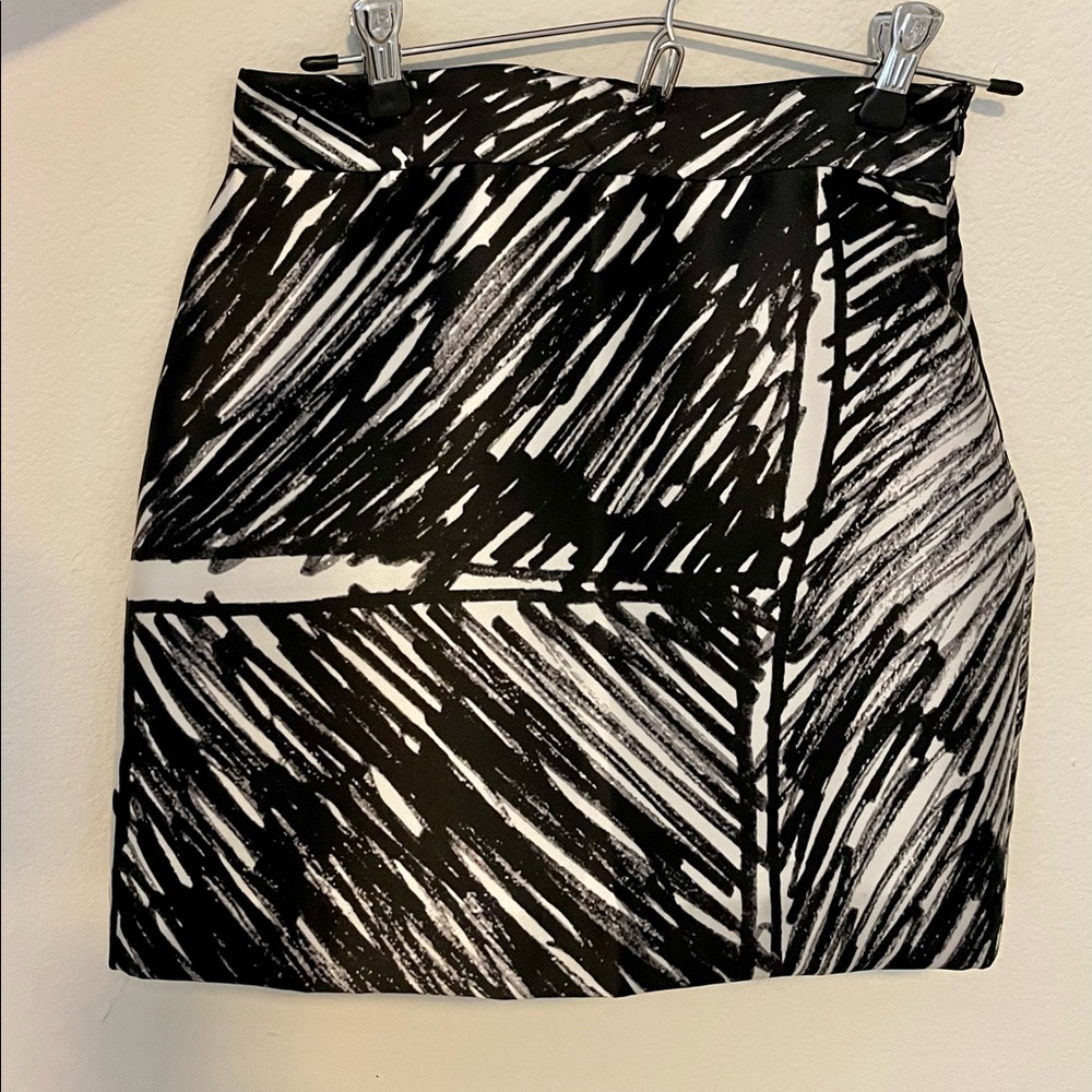 MILLY | Black Scribble Print Mini Skirt